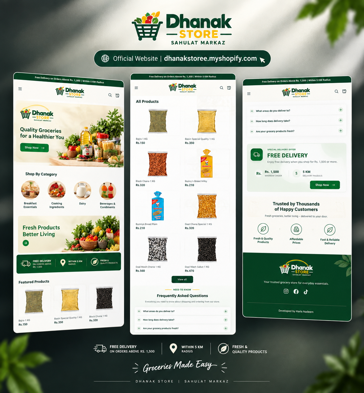 Dhanak Store Shopify website